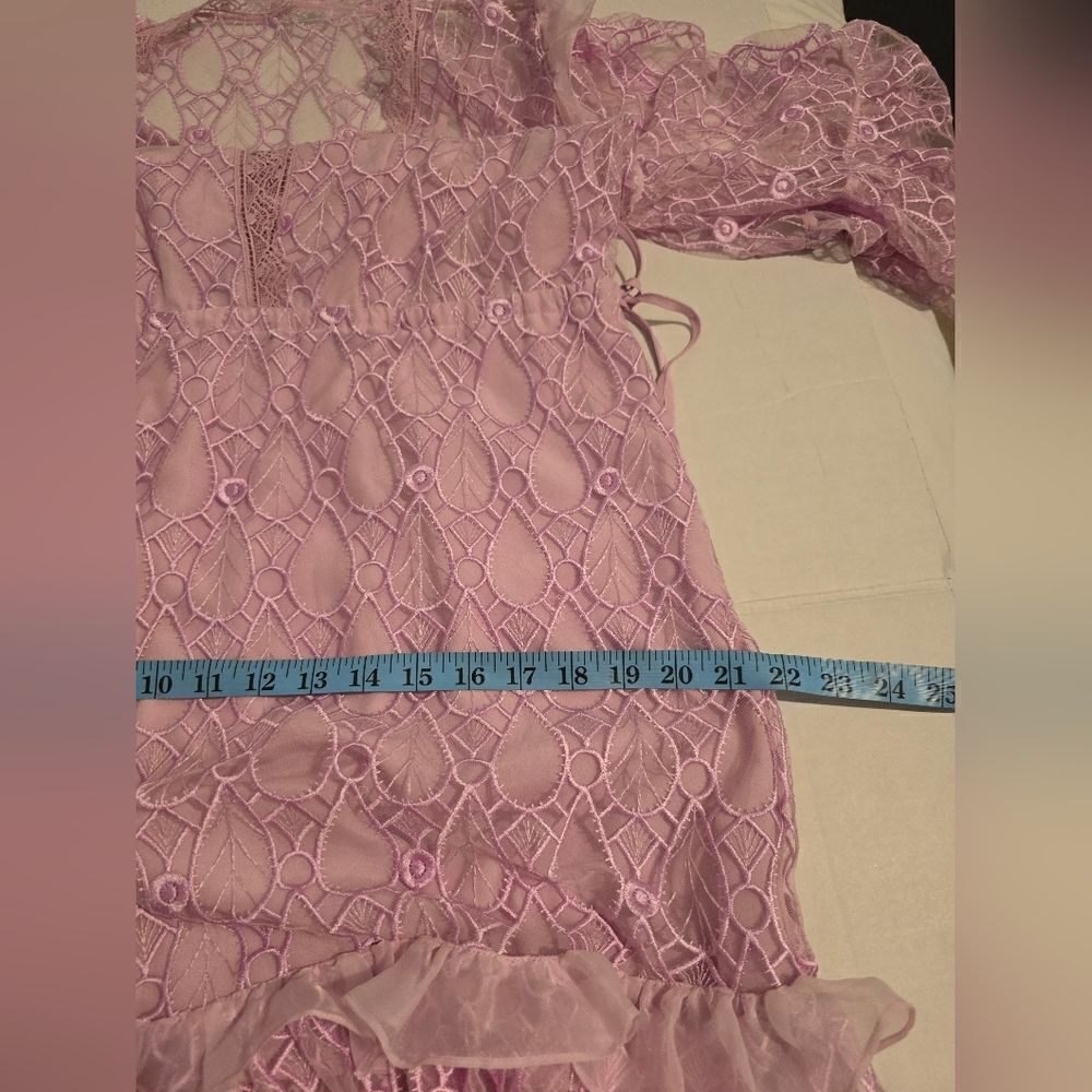 Self-Portrait Lilac Lace Maxi Dress Dress Size 4 - Picture 9 of 15